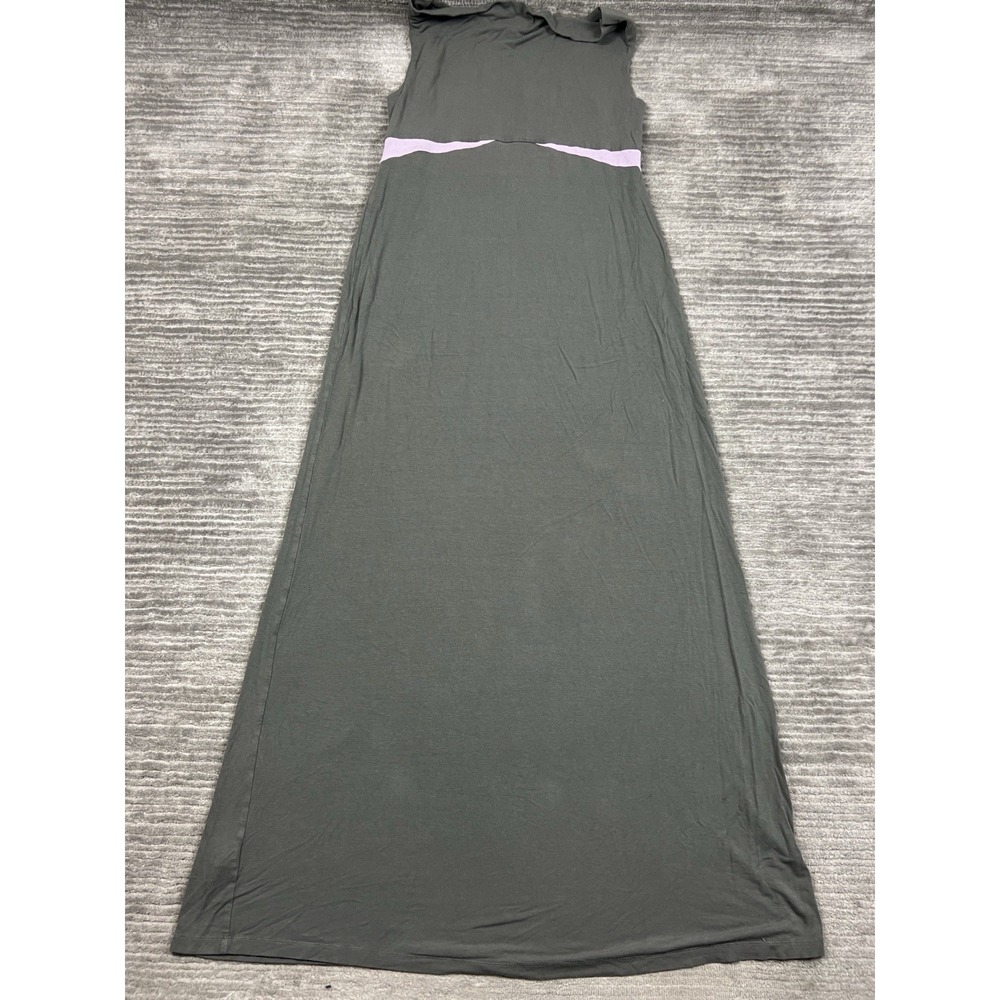 Tommy Bahama Dress Womens Medium Gray Sleeveless Tank Pink Striped Maxi Long